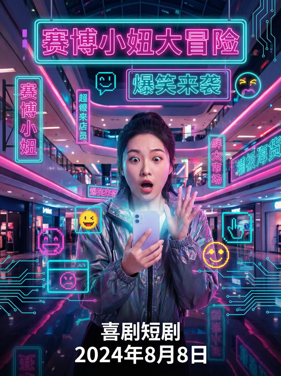色qingwang 搞笑喜剧短剧 - 赛博小妞大冒险海报